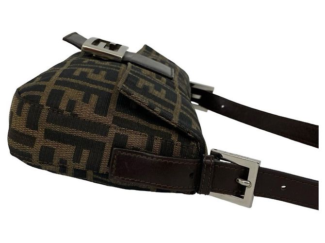 Zucca Fendi Vintage Mamma Bucket Handtasche Braun Schwarz - Ansicht 6