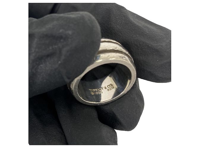 Tiffany & Co Anello Tiffany Vintage Grooved Double Line Band Ring Argento - vista 3