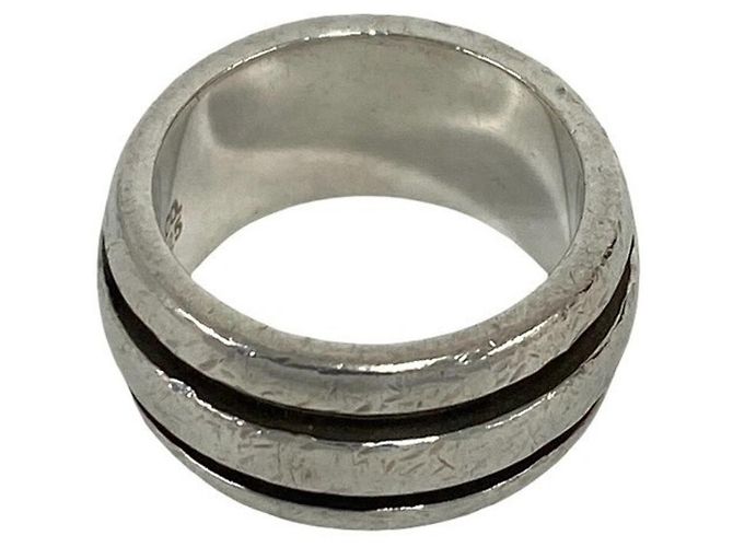 Tiffany & Co Anello Tiffany Vintage Grooved Double Line Band Ring Argento - vista 5