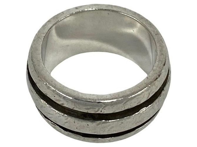 Tiffany & Co Anello Tiffany Vintage Grooved Double Line Band Ring Argento - vista 6