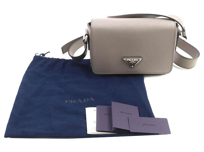 Prada Gray Saffiano Crossbody Marrone - vista 12
