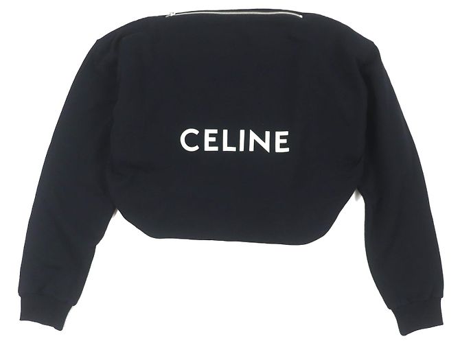 Céline Sac à épaule noué Celine en coton noir avec logo - vue 11