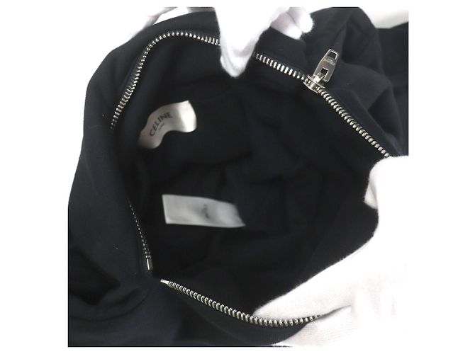 Céline Sac à épaule noué Celine en coton noir avec logo - vue 3