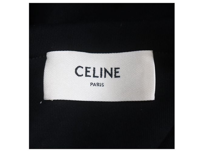 Céline Sac à épaule noué Celine en coton noir avec logo - vue 4