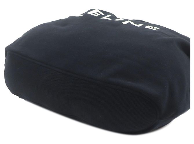 Céline Sac à épaule noué Celine en coton noir avec logo - vue 8