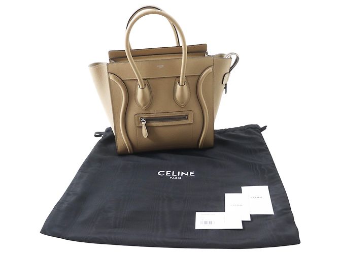 Céline Celine Beige Micro Drummed Calfskin Luggage Tote - vue 12