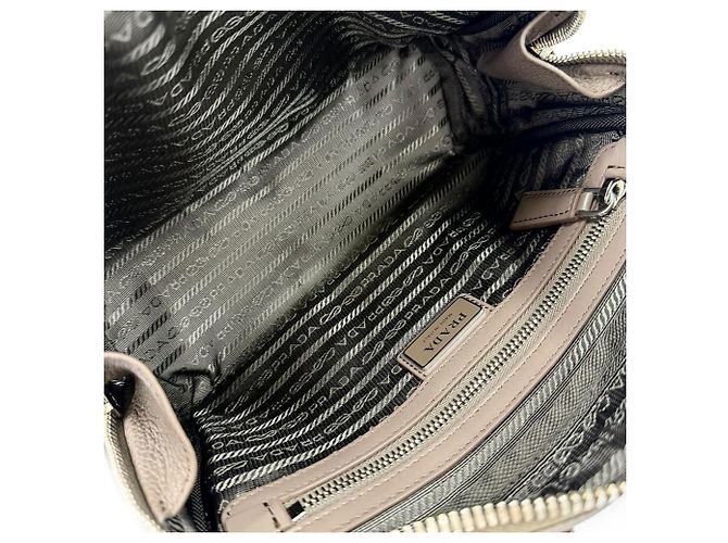 Prada Borsa a tracolla Vitello Daino Grigia Marrone - vista 4