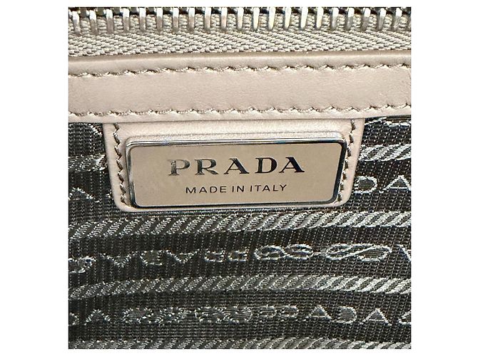 Prada Borsa a tracolla Vitello Daino Grigia Marrone - vista 5