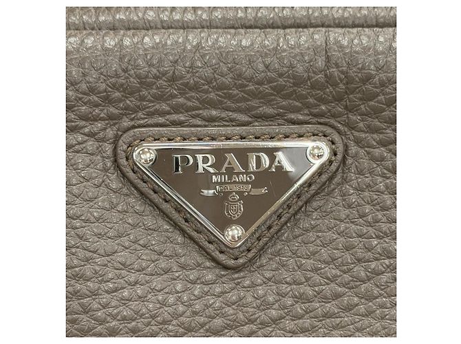 Prada Borsa a tracolla Vitello Daino Grigia Marrone - vista 6