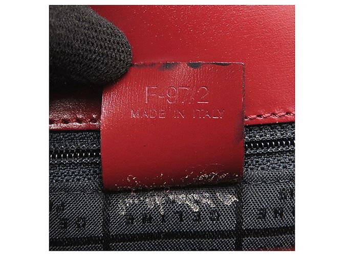 Céline Bolsa Celine de couro vermelho com aba dupla e alça de mão Bordeaux - vista 10