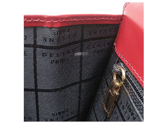 Céline Bolsa Celine de couro vermelho com aba dupla e alça de mão Bordeaux - vista 11