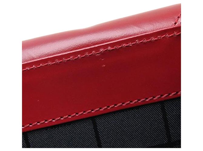 Céline Bolsa Celine de couro vermelho com aba dupla e alça de mão Bordeaux - vista 13
