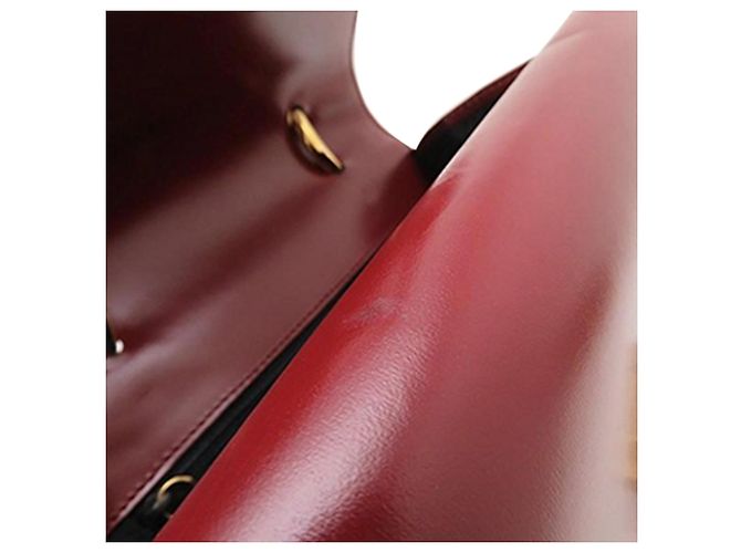Céline Bolsa Celine de couro vermelho com aba dupla e alça de mão Bordeaux - vista 15