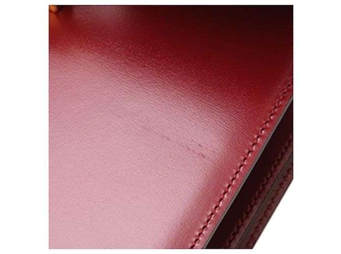 Céline Bolsa Celine de couro vermelho com aba dupla e alça de mão Bordeaux - vista 16
