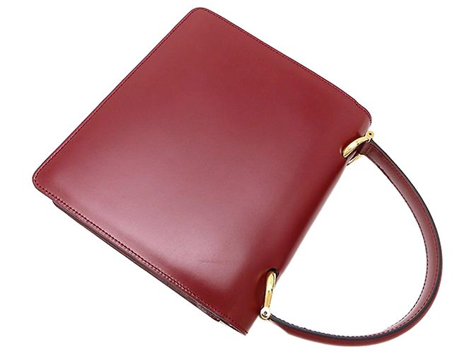 Céline Bolsa Celine de couro vermelho com aba dupla e alça de mão Bordeaux - vista 2