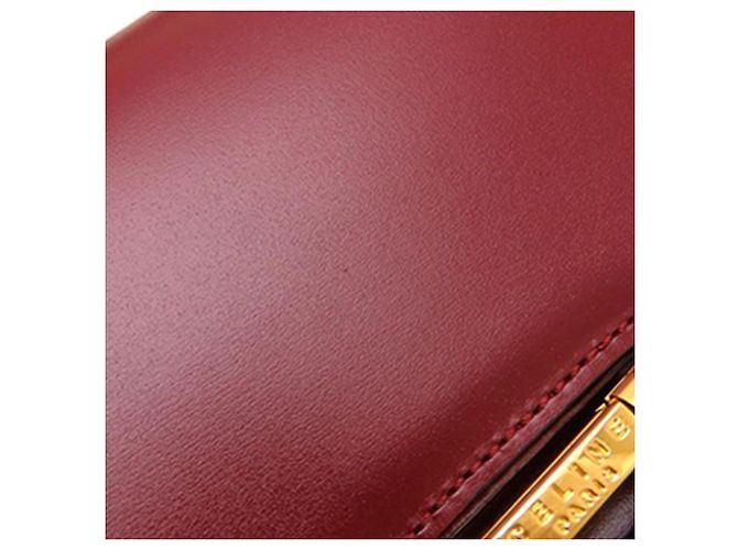 Céline Bolsa Celine de couro vermelho com aba dupla e alça de mão Bordeaux - vista 21