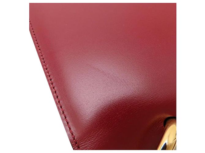 Céline Bolsa Celine de couro vermelho com aba dupla e alça de mão Bordeaux - vista 22