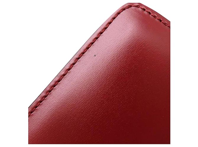 Céline Bolsa Celine de couro vermelho com aba dupla e alça de mão Bordeaux - vista 23