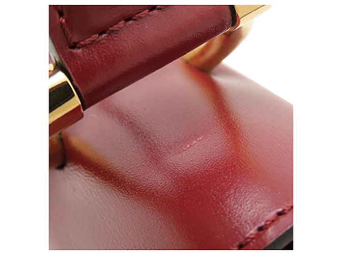Céline Bolsa Celine de couro vermelho com aba dupla e alça de mão Bordeaux - vista 24