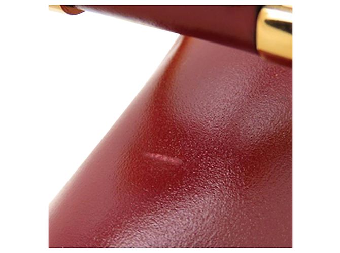 Céline Bolsa Celine de couro vermelho com aba dupla e alça de mão Bordeaux - vista 25