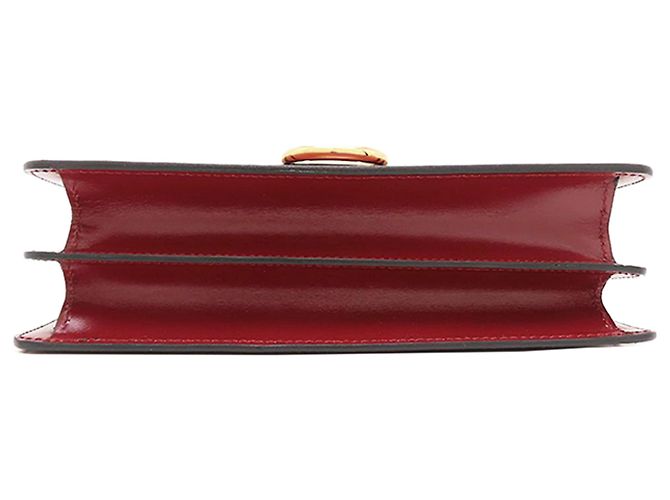 Céline Bolsa Celine de couro vermelho com aba dupla e alça de mão Bordeaux - vista 3