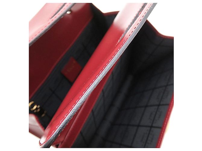 Céline Bolsa Celine de couro vermelho com aba dupla e alça de mão Bordeaux - vista 5
