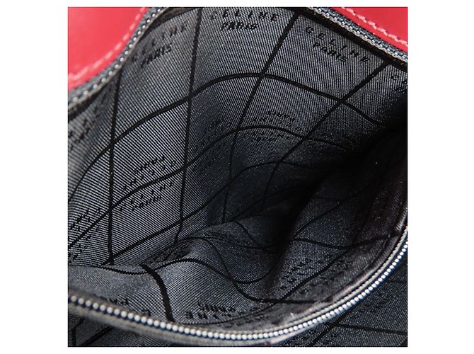 Céline Bolsa Celine de couro vermelho com aba dupla e alça de mão Bordeaux - vista 8