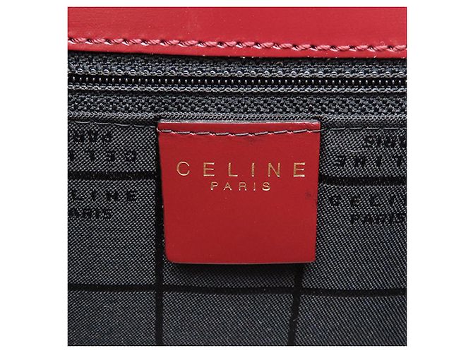 Céline Bolsa Celine de couro vermelho com aba dupla e alça de mão Bordeaux - vista 9