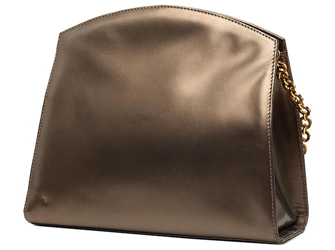 Salvatore Ferragamo Borsa a tracolla con catena Ferragamo in vitello metallizzato marrone Bronzo - vista 2