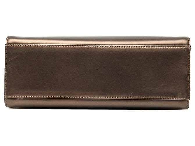Salvatore Ferragamo Borsa a tracolla con catena Ferragamo in vitello metallizzato marrone Bronzo - vista 3