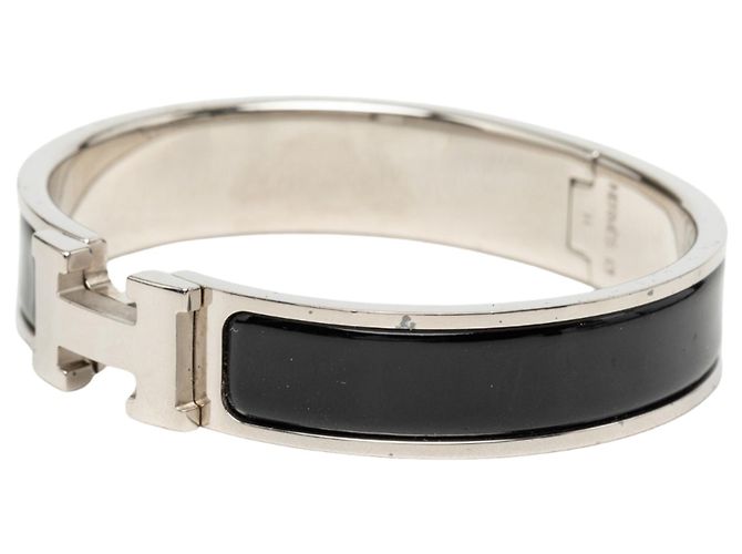 Bracciale Clic H PM Hermès in smalto nero stretto - vista 2