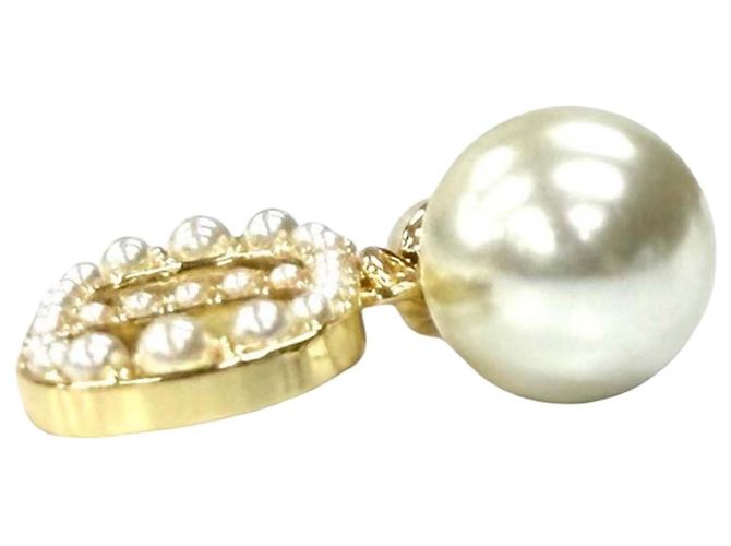 Pendientes Tribales Dior Gold chapados en oro con perlas artificiales y cierre de presión Dorado - vista 4