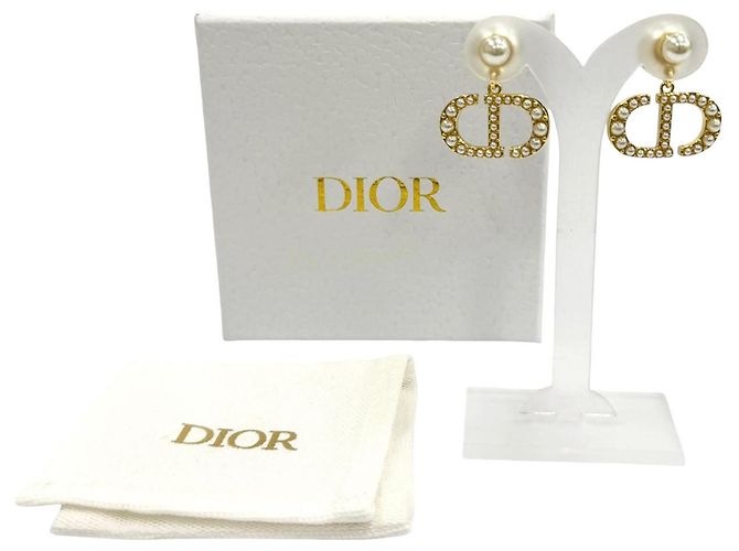 Pendientes Tribales Dior Gold chapados en oro con perlas artificiales y cierre de presión Dorado - vista 8