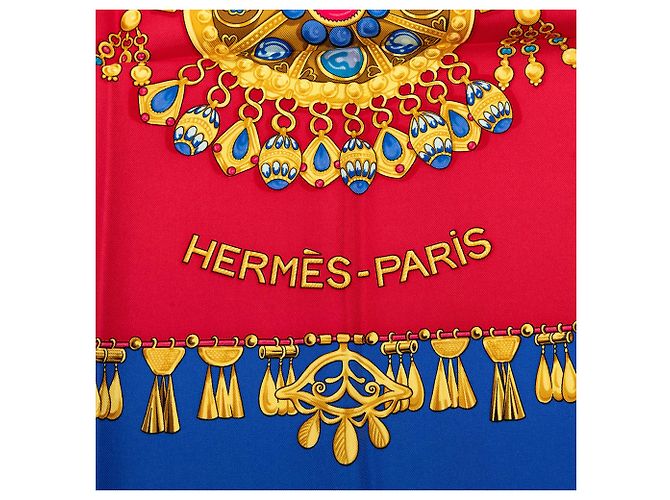 Hermès Red Parures des Sables Seidentuch 90 Rot - Ansicht 2