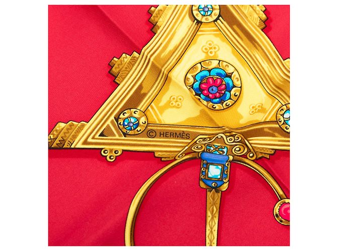 Hermès Red Parures des Sables Seidentuch 90 Rot - Ansicht 5