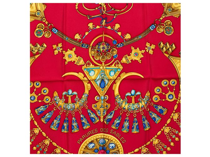 Hermès Red Parures des Sables Seidentuch 90 Rot - Ansicht 6