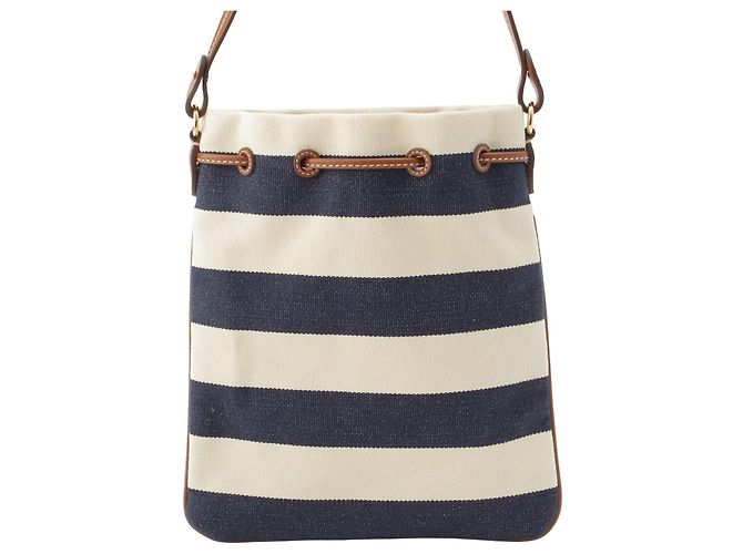 Borsa a mano con coulisse Miu Miu in tela blu a righe con logo Blu navy - vista 2