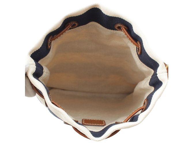 Borsa a mano con coulisse Miu Miu in tela blu a righe con logo Blu navy - vista 4