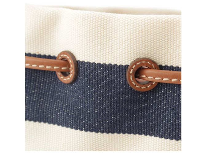 Borsa a mano con coulisse Miu Miu in tela blu a righe con logo Blu navy - vista 7