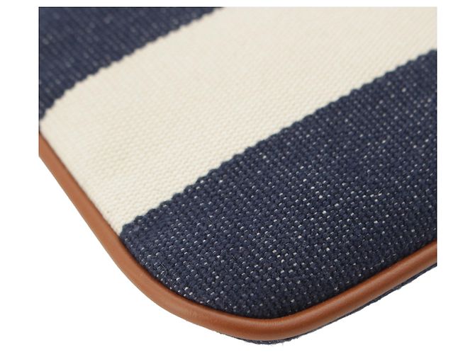 Borsa a mano con coulisse Miu Miu in tela blu a righe con logo Blu navy - vista 8