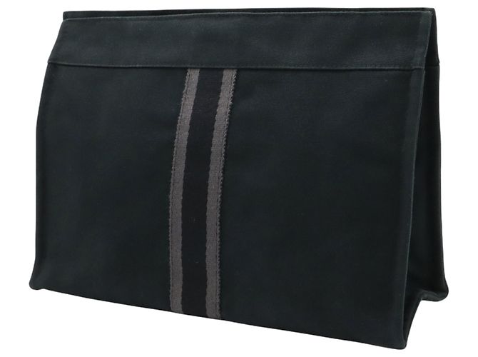 Clutch Hermès Fourre Tout in tela nera Nero - vista 2