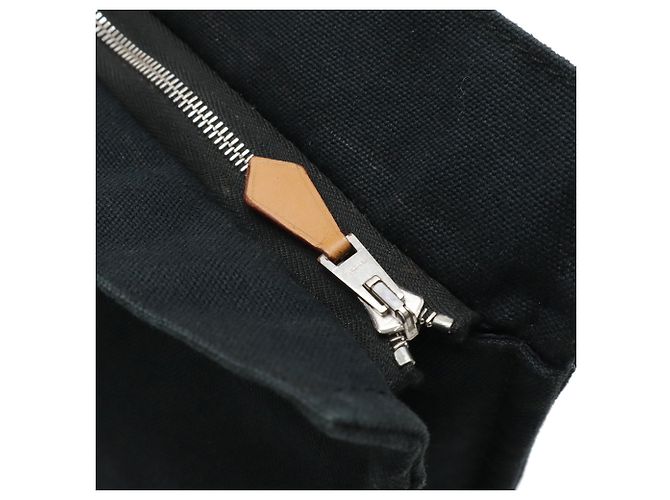 Clutch Hermès Fourre Tout in tela nera Nero - vista 4
