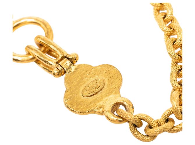 Collana con pendente a trifoglio Gripoix placcato oro Chanel Gold CC Bordò - vista 5