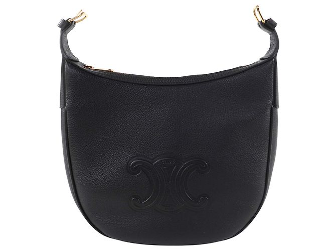 Céline Celine Heloise Crossbody em couro de bezerro granulado macio Small Preto - vista 10