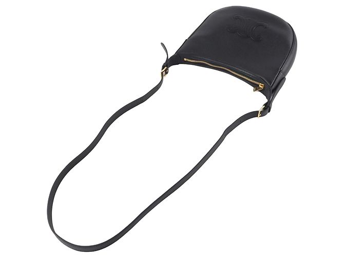Céline Celine Heloise Crossbody em couro de bezerro granulado macio Small Preto - vista 11
