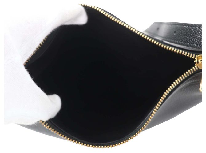 Céline Celine Heloise Crossbody em couro de bezerro granulado macio Small Preto - vista 4