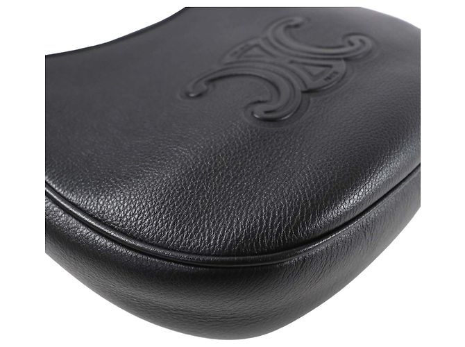 Céline Celine Heloise Crossbody em couro de bezerro granulado macio Small Preto - vista 9