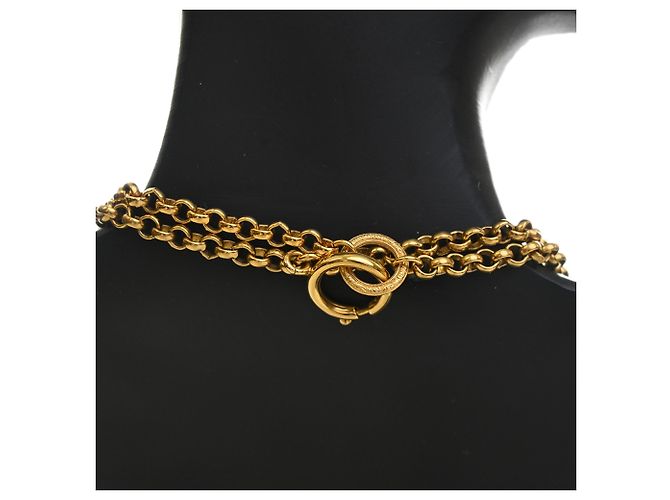 Collana Chanel Gold CC con pendente doppio cuore placcato oro D'oro - vista 4