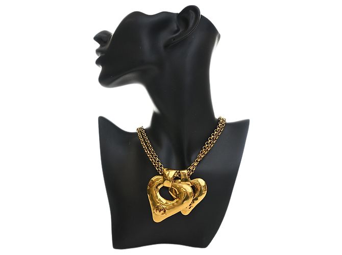 Collana Chanel Gold CC con pendente doppio cuore placcato oro D'oro - vista 5