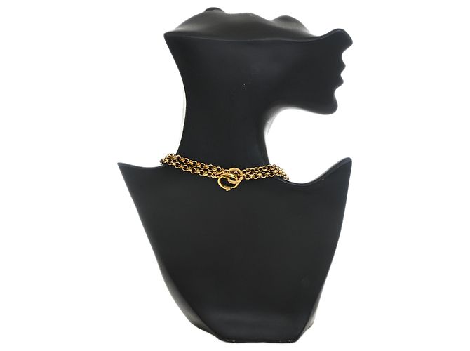 Collana Chanel Gold CC con pendente doppio cuore placcato oro D'oro - vista 8